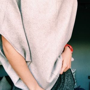 soft grey poncho sweater